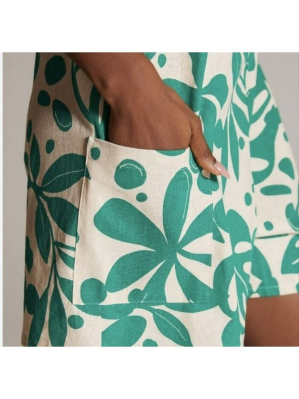 Anthropologie Corey Lynn Calter Romper Green Tank Linen-Blend Pockets Size M - Picture 8 of 13